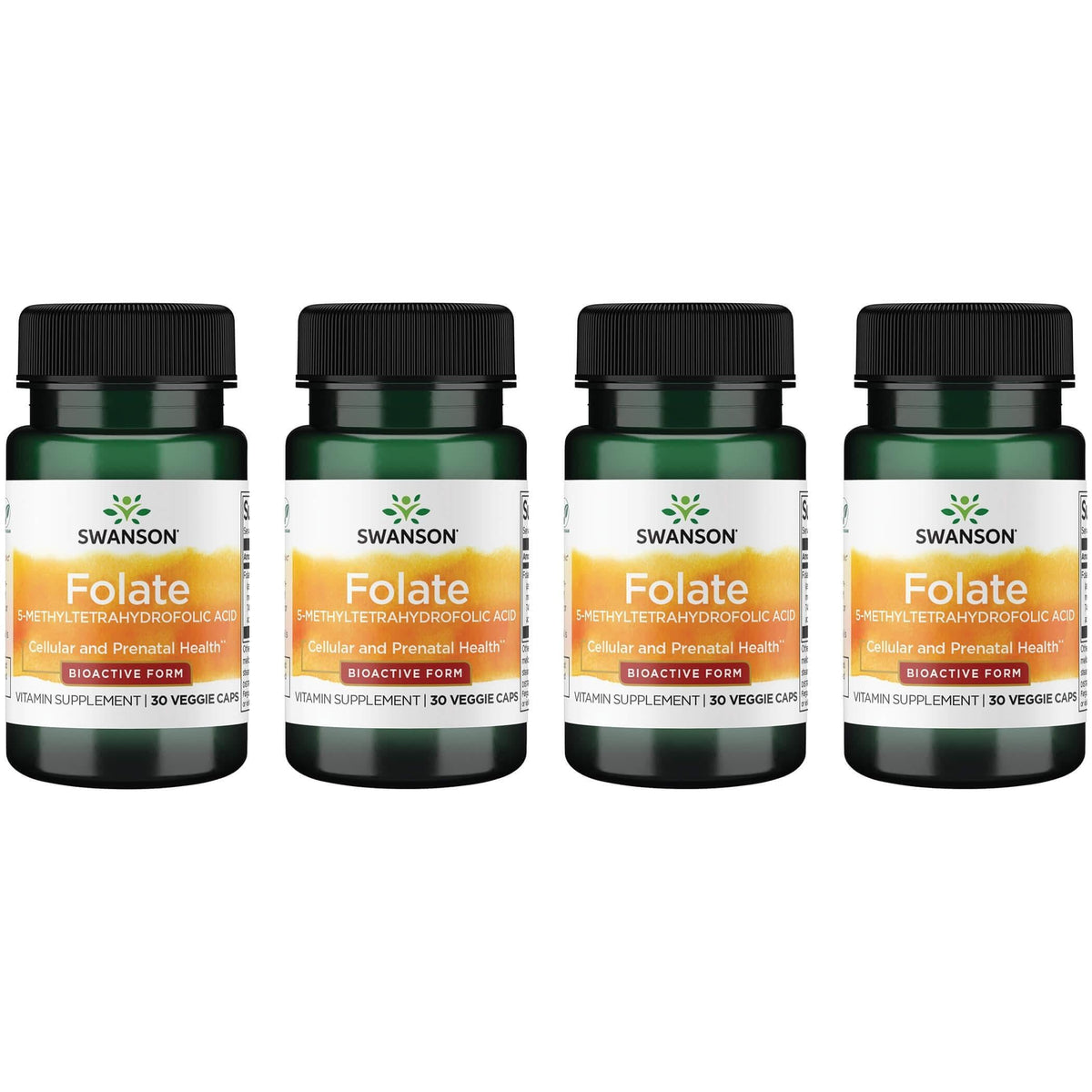 Swanson Folate gélules véganes Pack4, soutien potentiel à la formation des globules rouges.