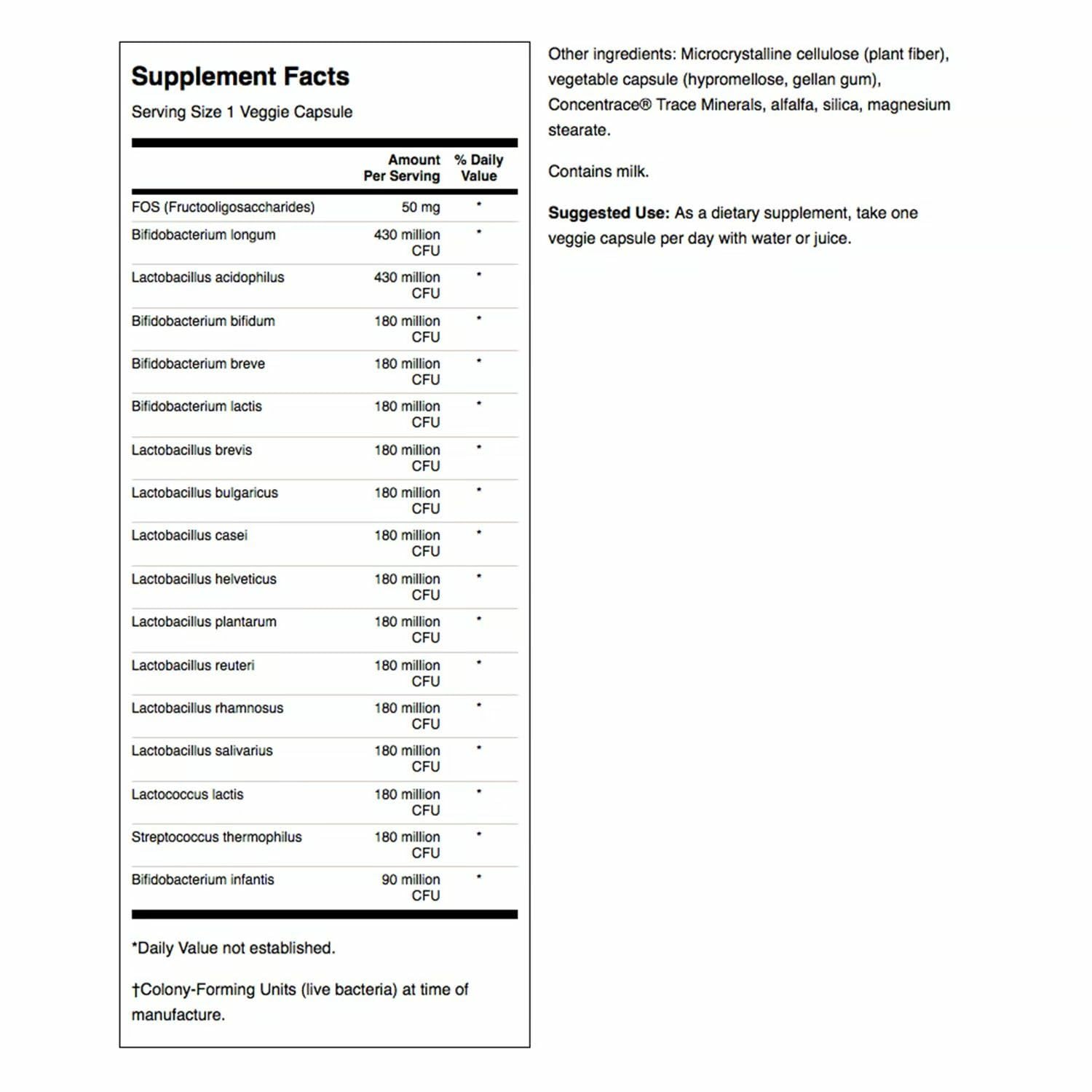 Swanson Dr Stephen Langer - capsules végétales avec 16 souches et FOS prébiotique.