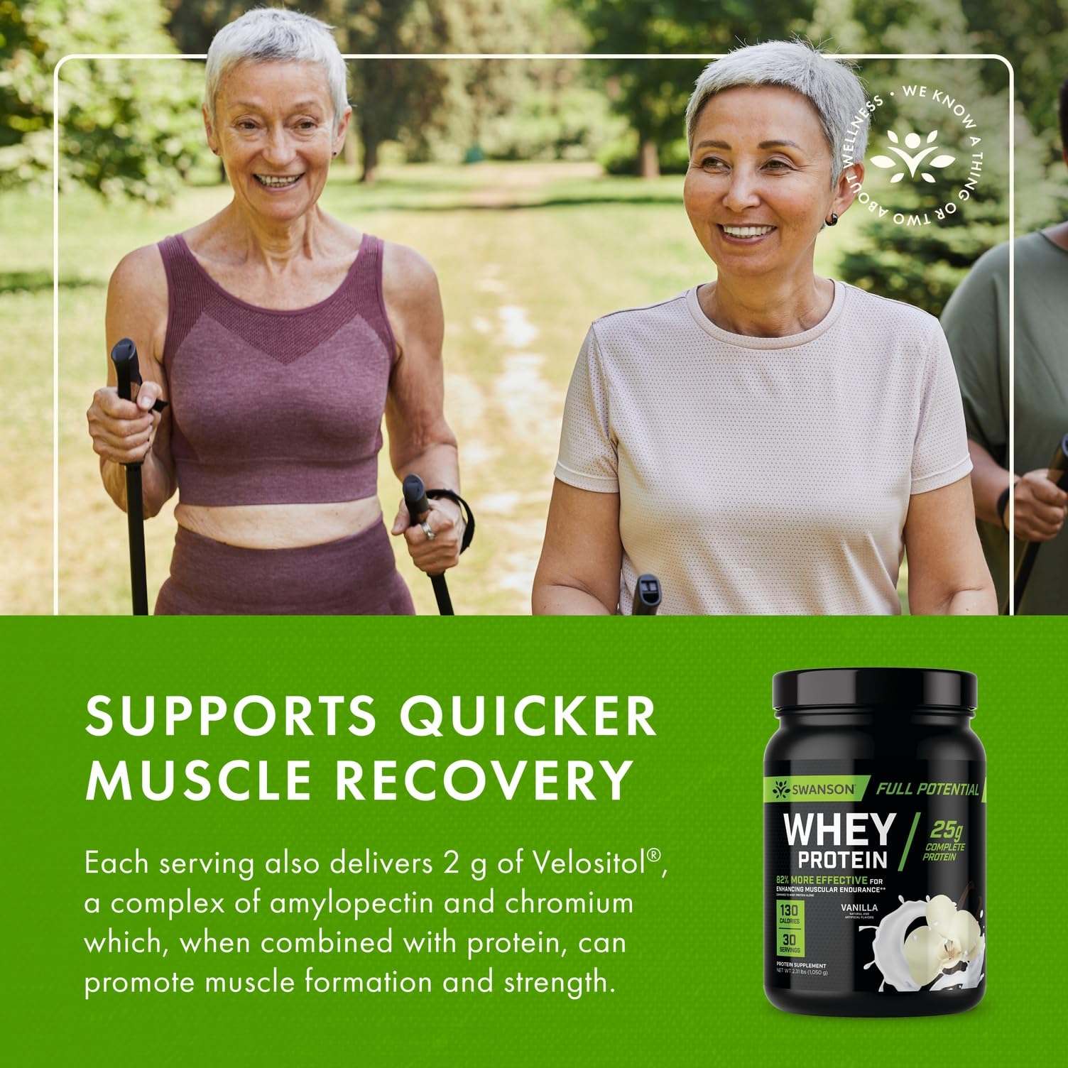 Swanson Full Potential Whey Vanille - Velositol: potentiel accru pour performances et endurance.