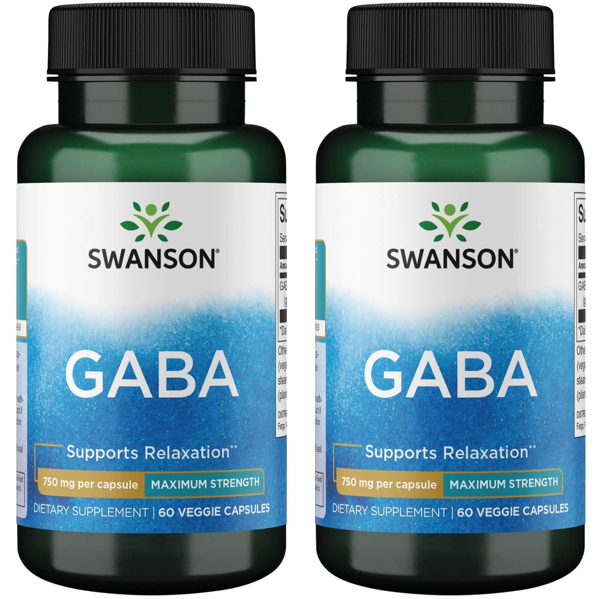 Swanson GABA 750 mg – capsules végétariennes, favorisant le calme et le sommeil