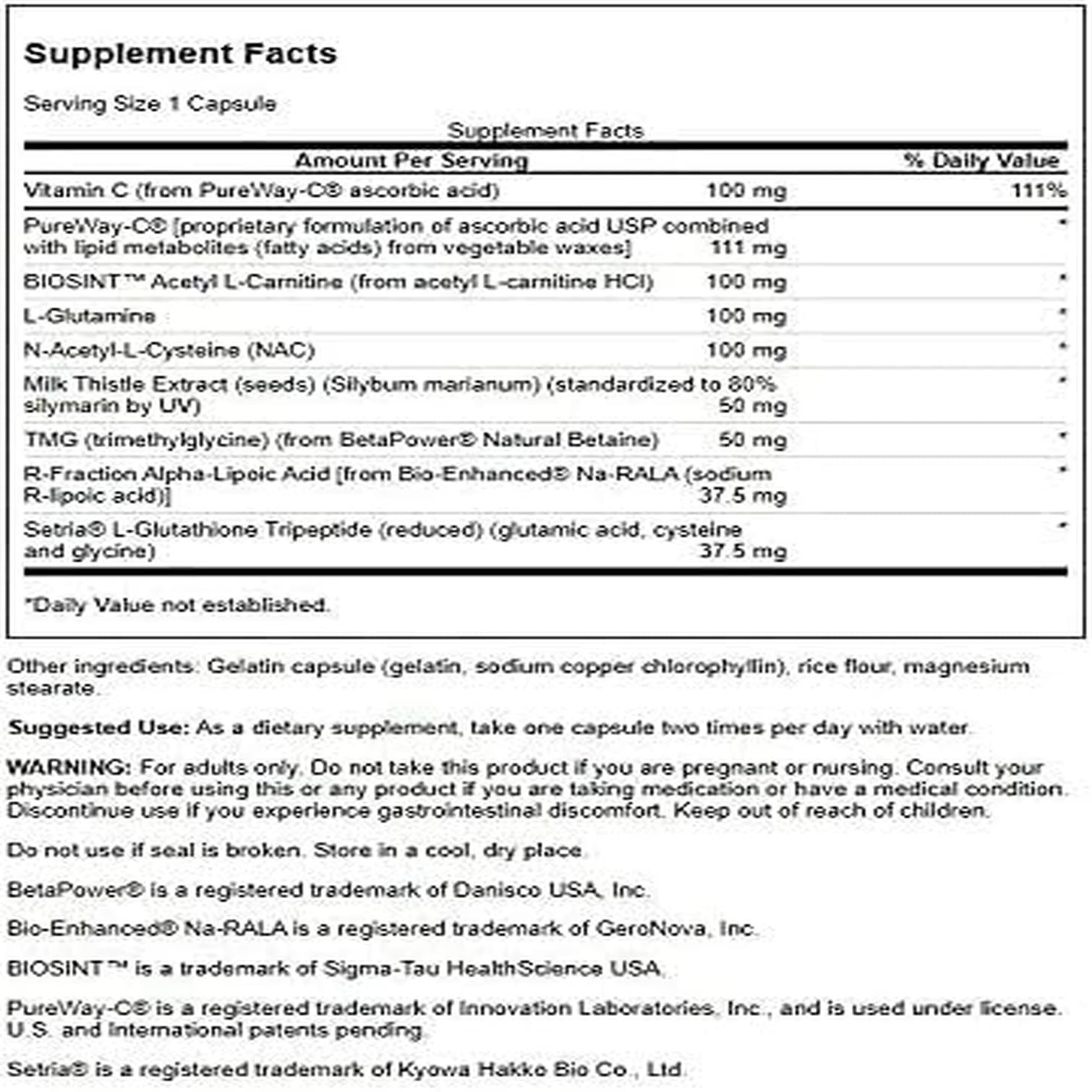 Swanson gélules Glutathion précurseur Setria, prise facile et pratique.