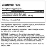 Gélules végétales Swanson Saule Blanc 500 mg, faciles à avaler pour le confort musculaire.