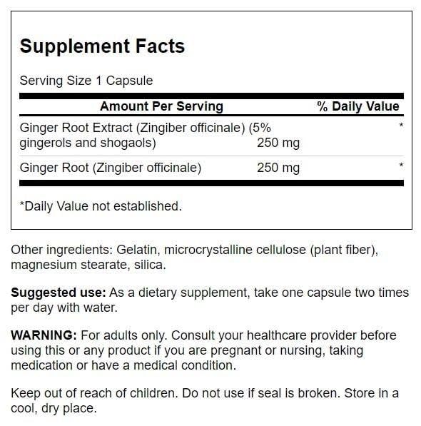 Swanson Gingembre Standardisé, gélules visibles, aide digestive possible et naturelle
