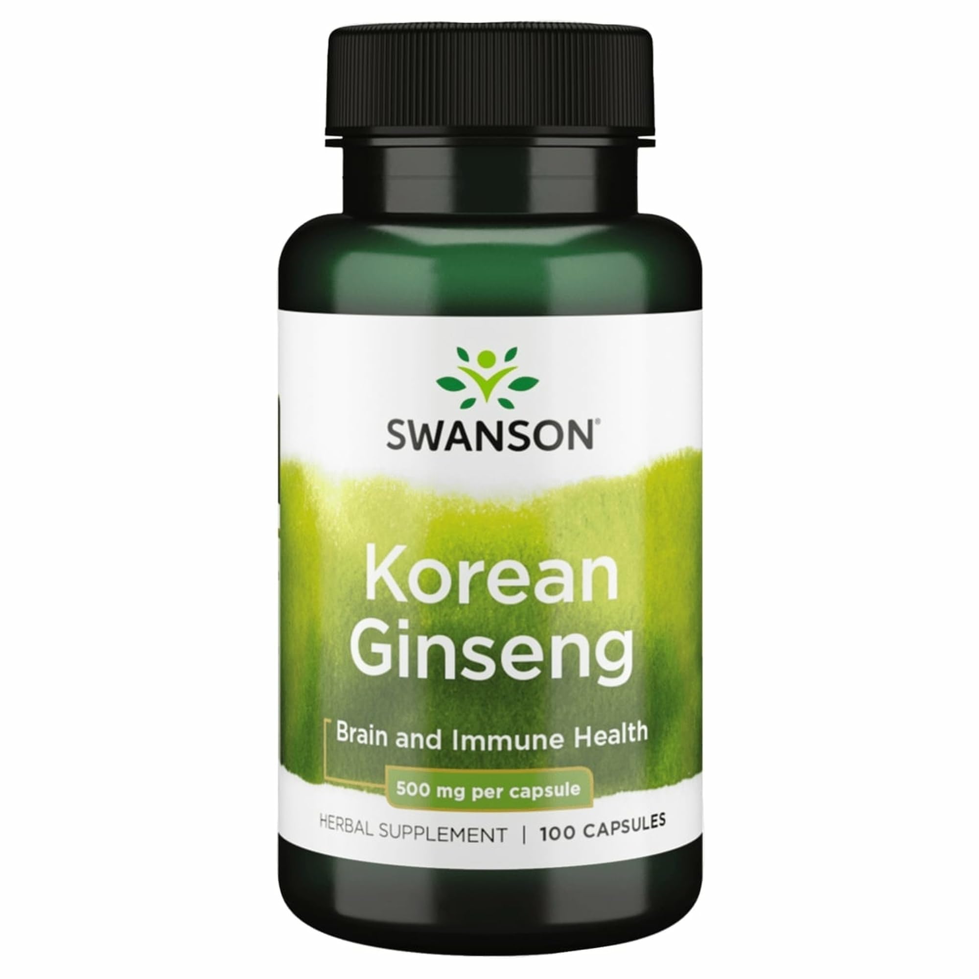 Swanson ginseng coréen 500 mg, 100 capsules, soutien potentiel au stress quotidien.