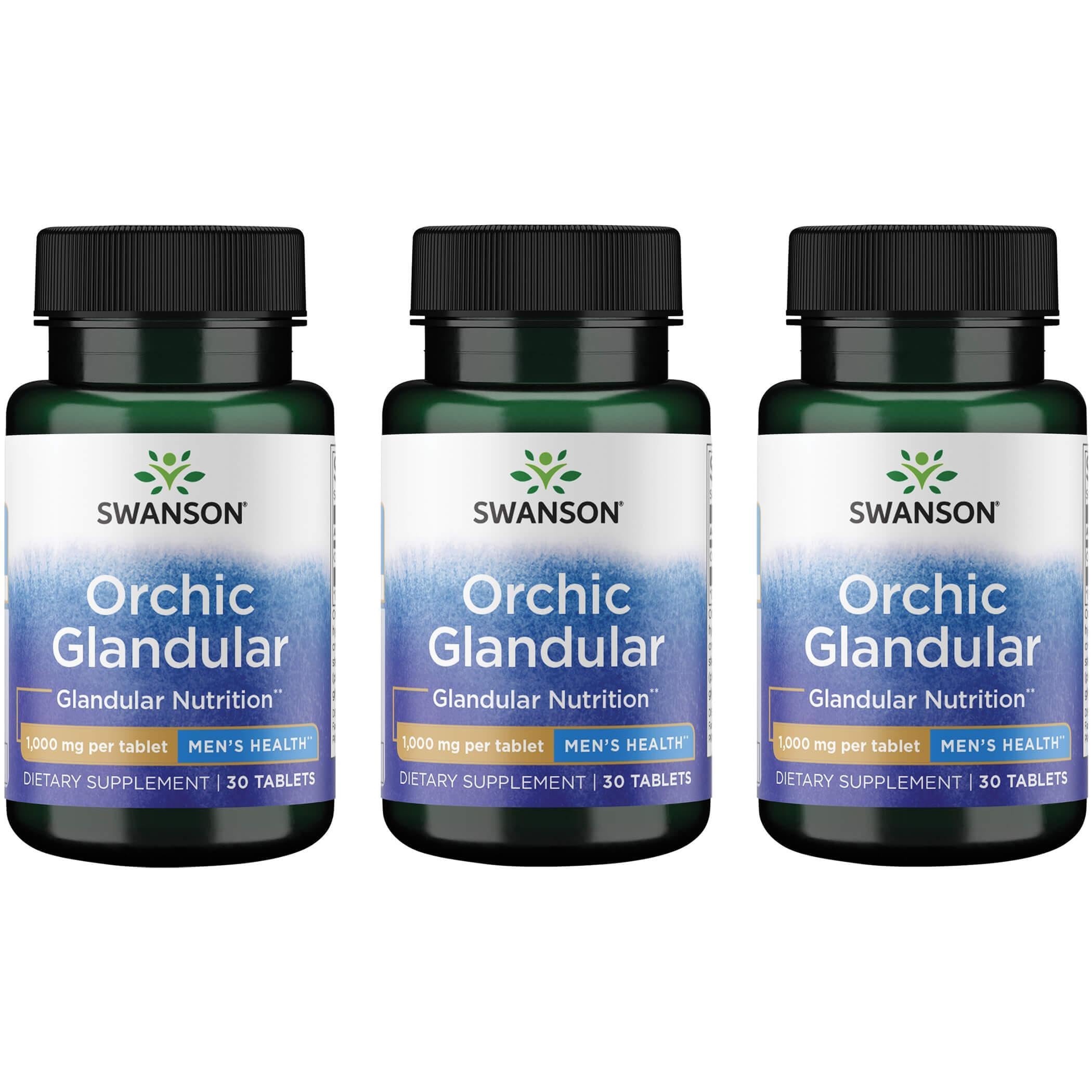 Swanson Glande Orchique, bouteille 30 comprimés, soutien potentiel à l'énergie quotidienne.