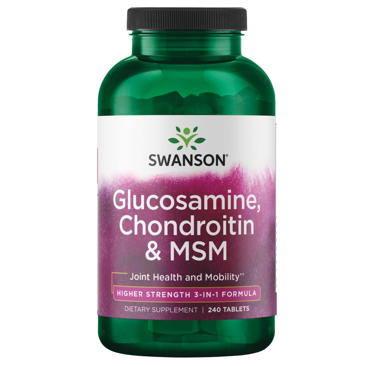 Swanson Glucosamine Chondroitin MSM 3-en-1 : flacon pour mobilité et soutien articulaire