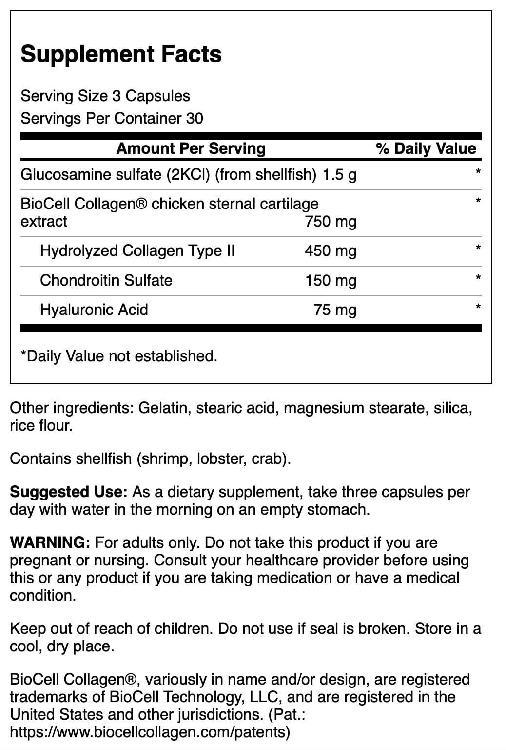Flacon Swanson Glucosamine & Collagen Type II BioCell, gélules faciles à prendre