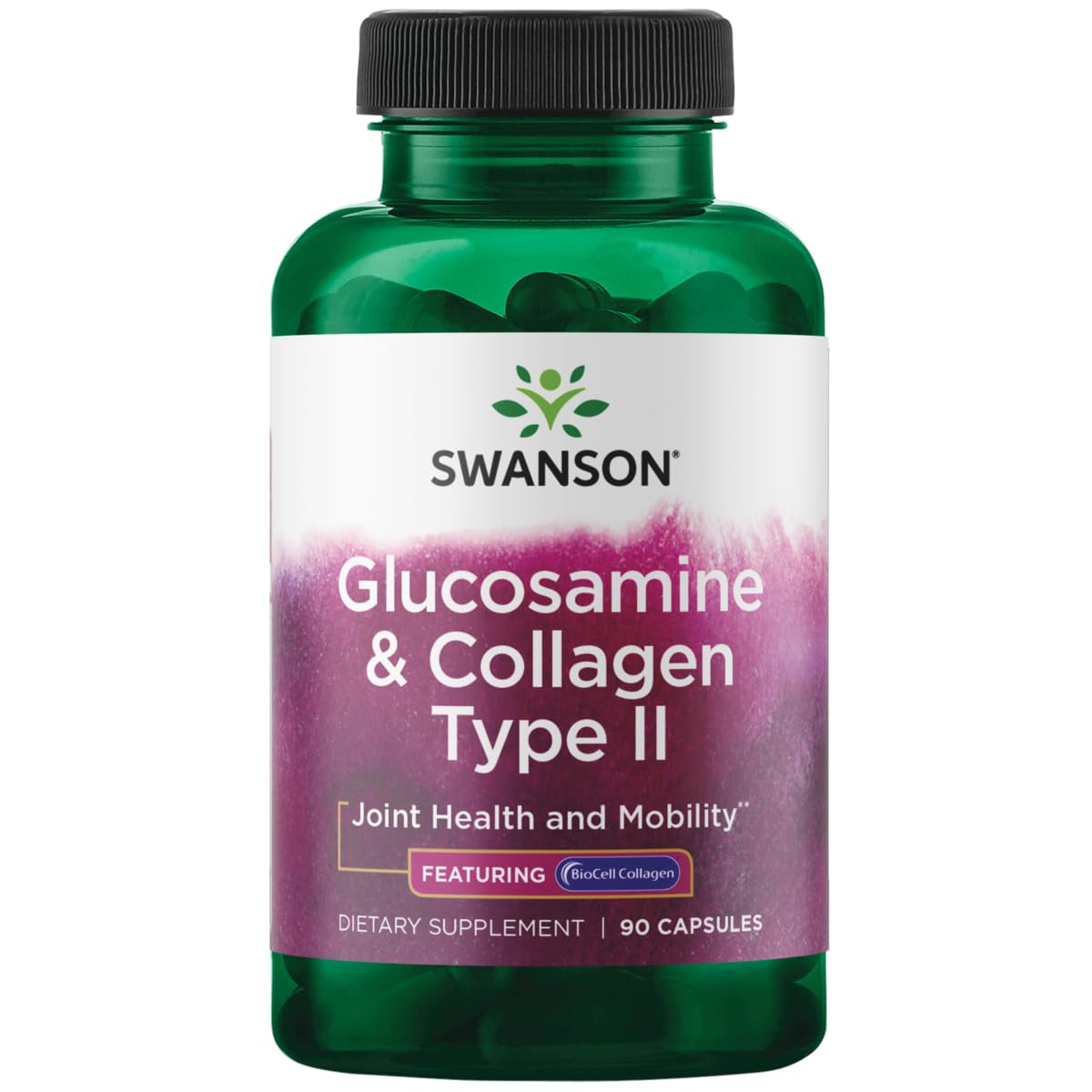 Swanson Glucosamine & Collagen Type II gélules BioCell dans le flacon, soutien des articulations