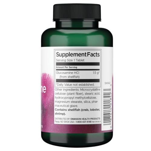 Bouteille Swanson Glucosamine HCl 1500, source pratique pour l'entretien des articulations.
