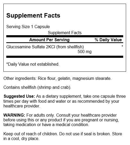 Capsules Swanson Glucosamine Sulfate visibles, soutien cartilage et mobilité