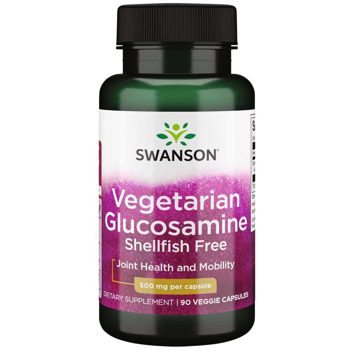 Swanson Glucosamine végétarien – bouteille montrant les gélules pour le soutien des articulations.