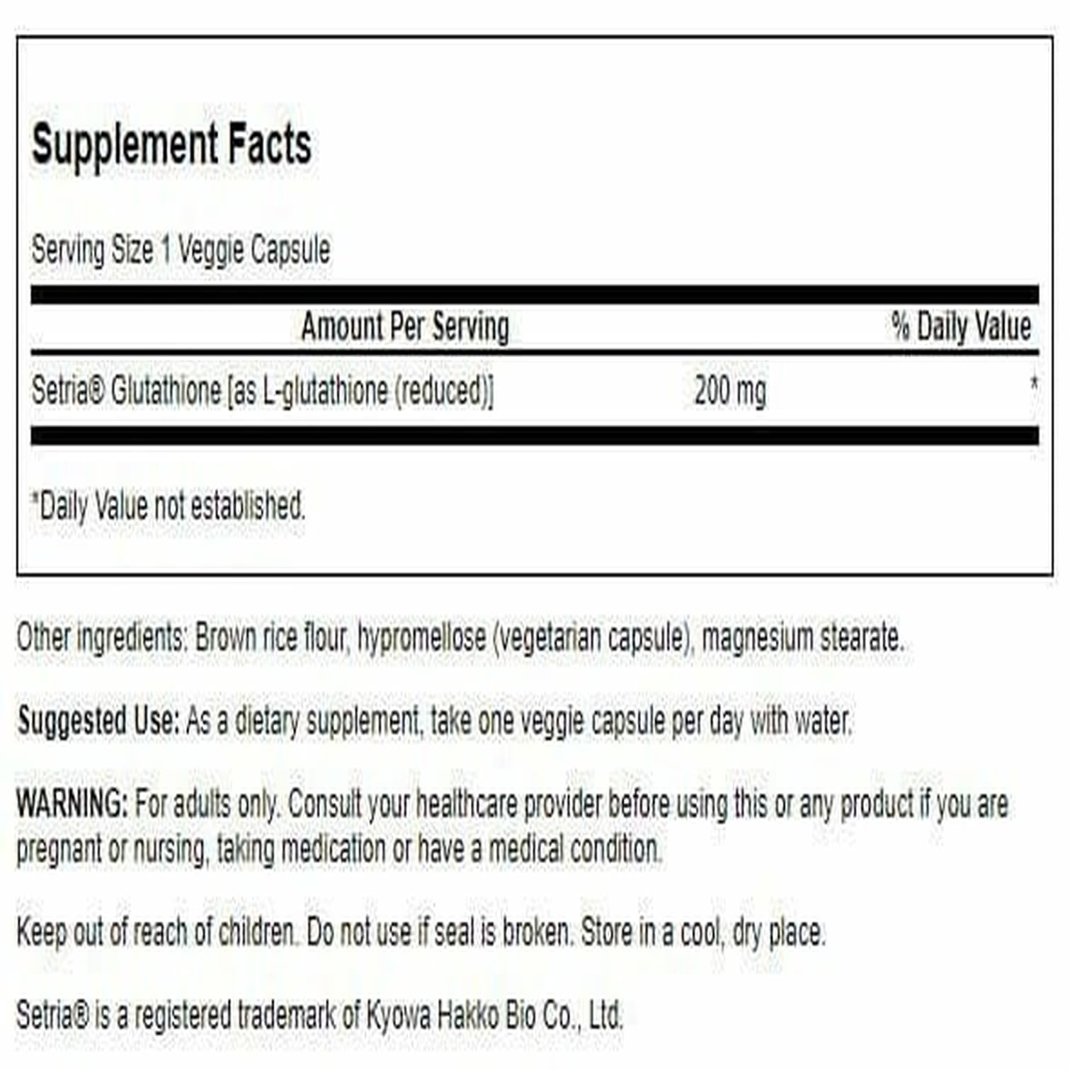 Capsules végétales Swanson Glutathione faciles à avaler.
