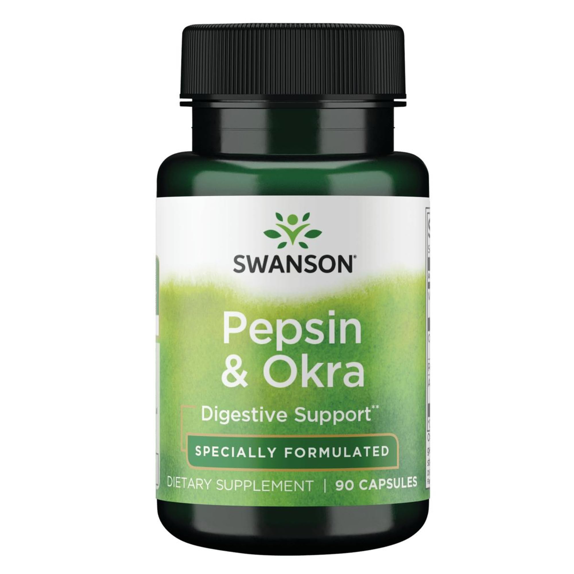 Swanson Gombo-Pepsine capsules visibles, soutien digestif potentiel au quotidien.