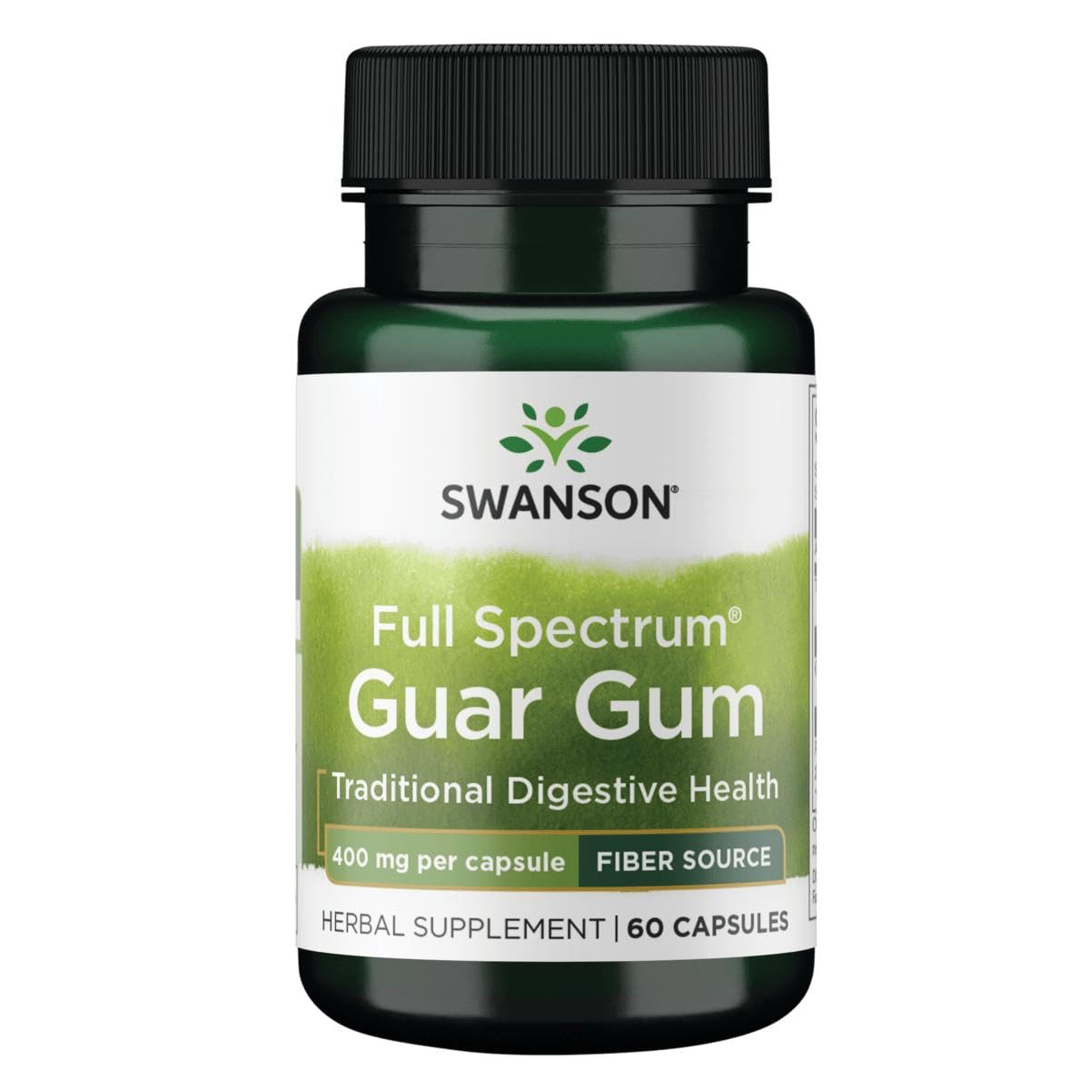 Gomme de guar Swanson spectre complet en bouteille, source de fibres naturelles.