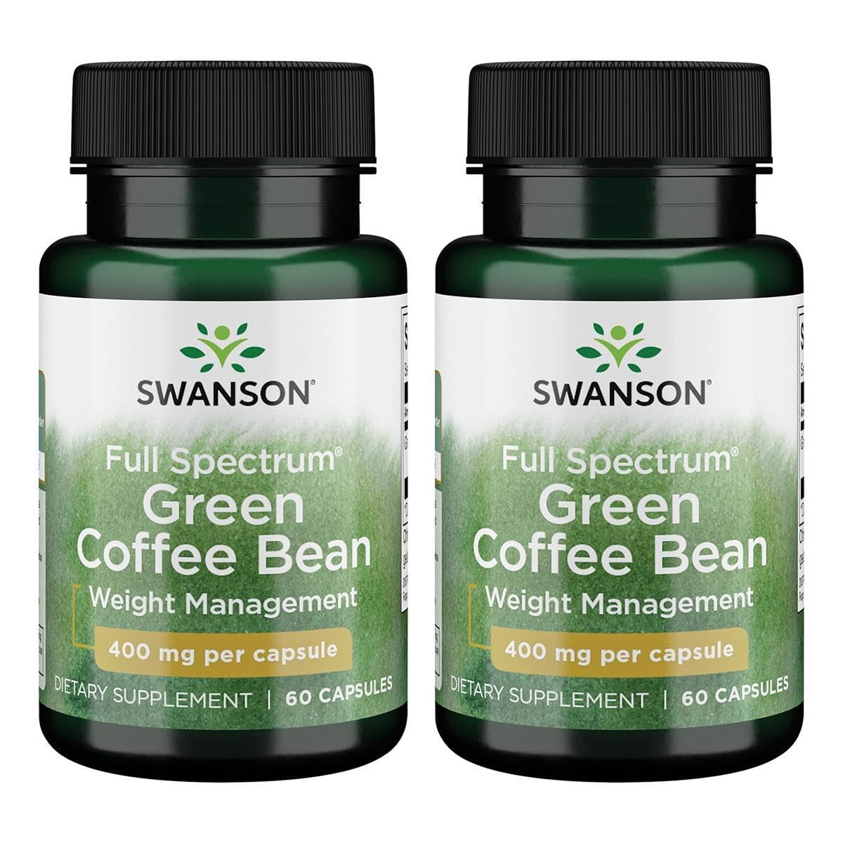 Swanson Graine de café vert, capsules 400 mg, lot de 2 paquets pour une routine simple.