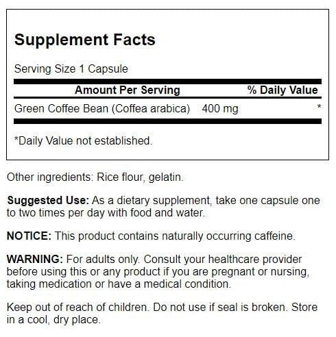Swanson Graine de Café Vert Spectre Complet, etiquette – usage domestique et bien-être