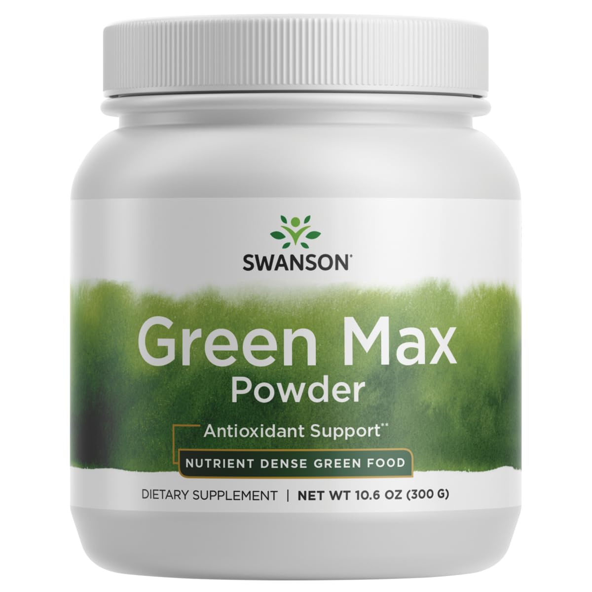 Swanson Green MAX Poudre dans sa bouteille, énergie naturelle potentielle au quotidien.