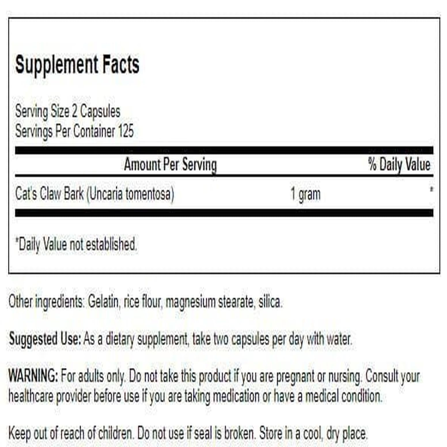 Swanson Griffe de chat spectre – gélules faciles à avaler pour un usage quotidien.