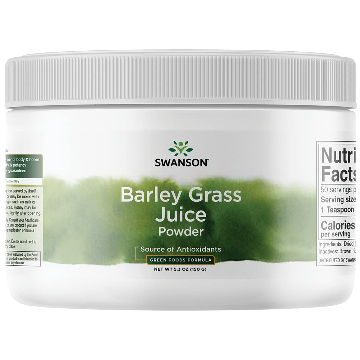 Swanson GRN Barley Grass Juice PWD emballage: poudre nutritive prête à l’emploi