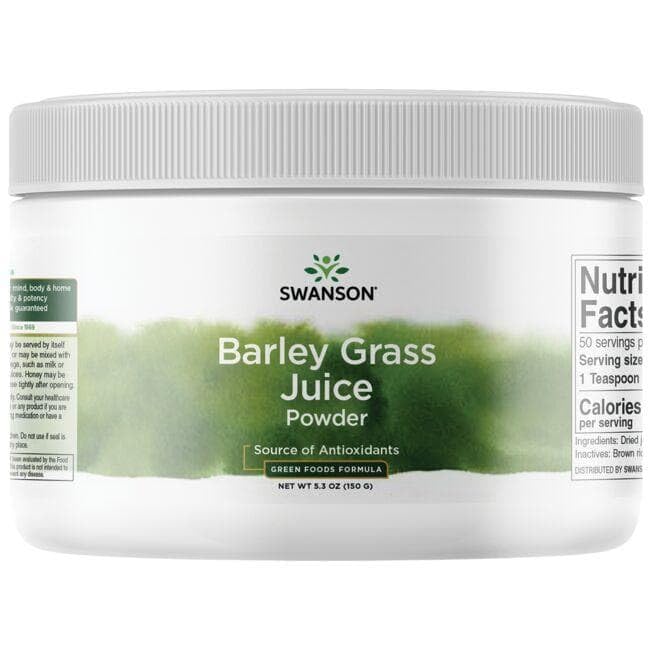 Swanson GRN Barley Grass Juice PWD tableau nutritionnel: aperçu rapide des éléments clés