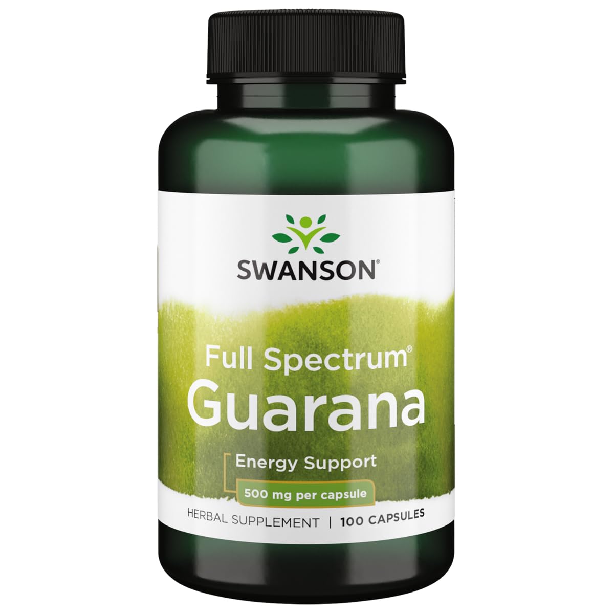 Guarana Swanson 500 mg – bouteille emballage et énergie potentielle.