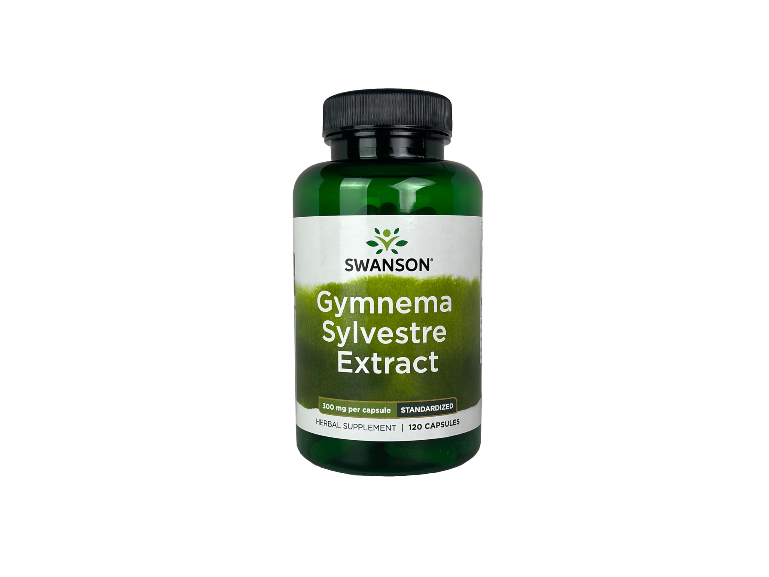 Swanson Gymnema Sylvestre, bouteille de capsules, soutien potentiel contre l’attrait des aliments sucrés.