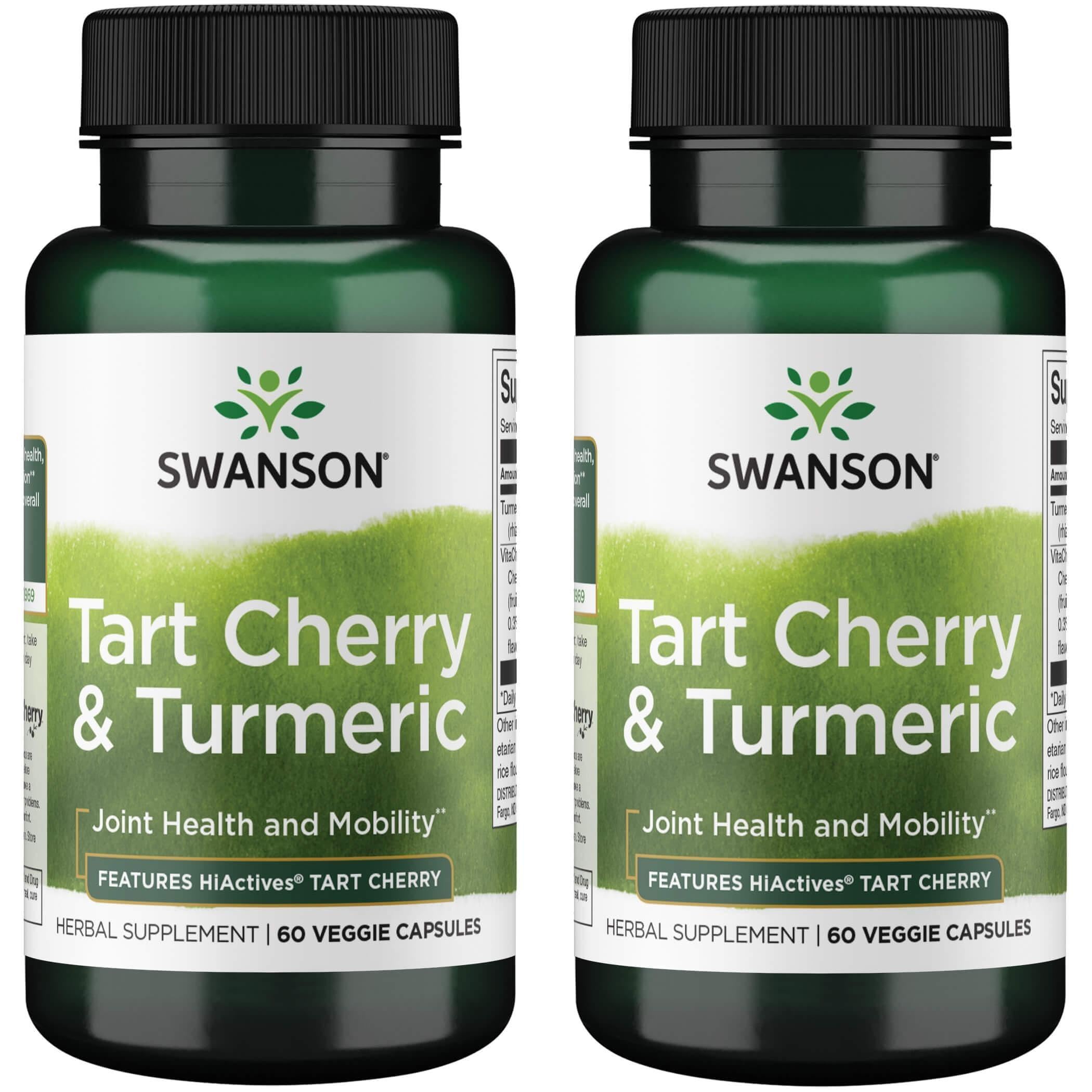Swanson Hiactives cerise acide et curcuma, capsules véganes pour le soutien des articulations.