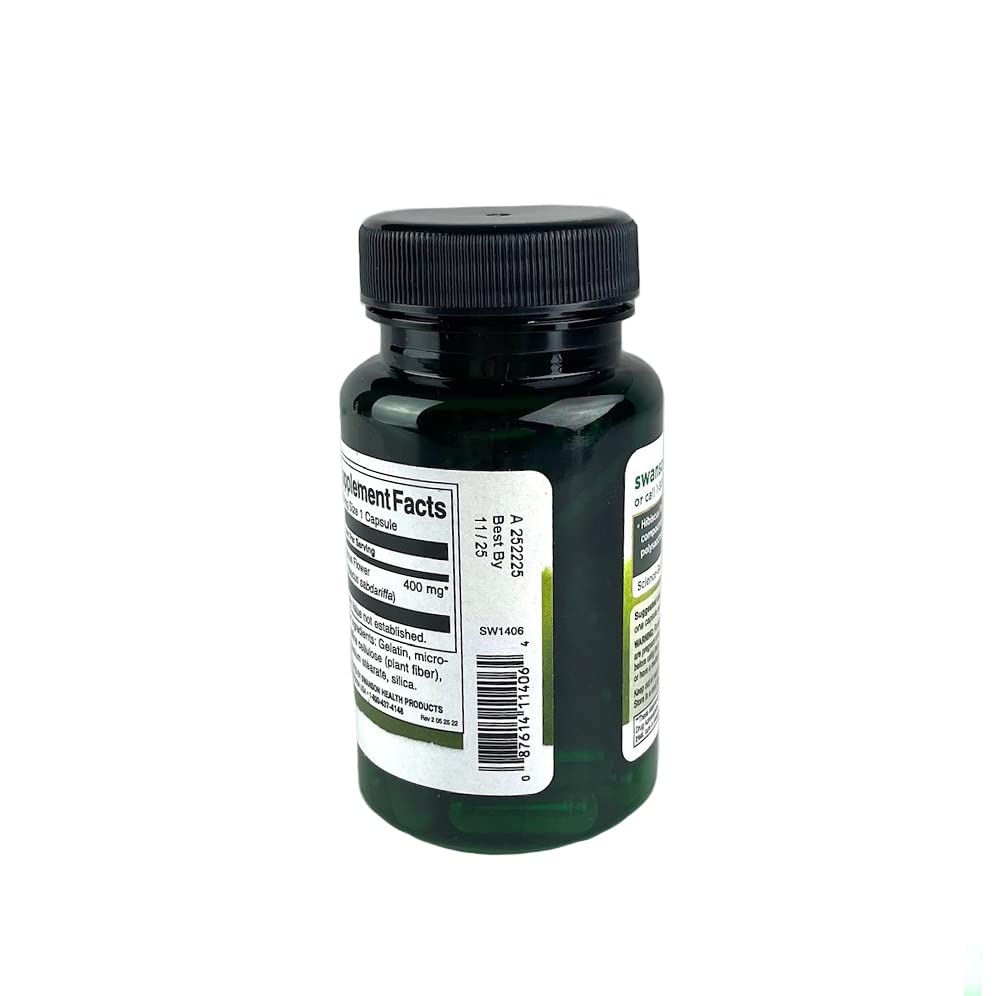 Dosage quotidien recommandé: capsule hibiscus Swanson.