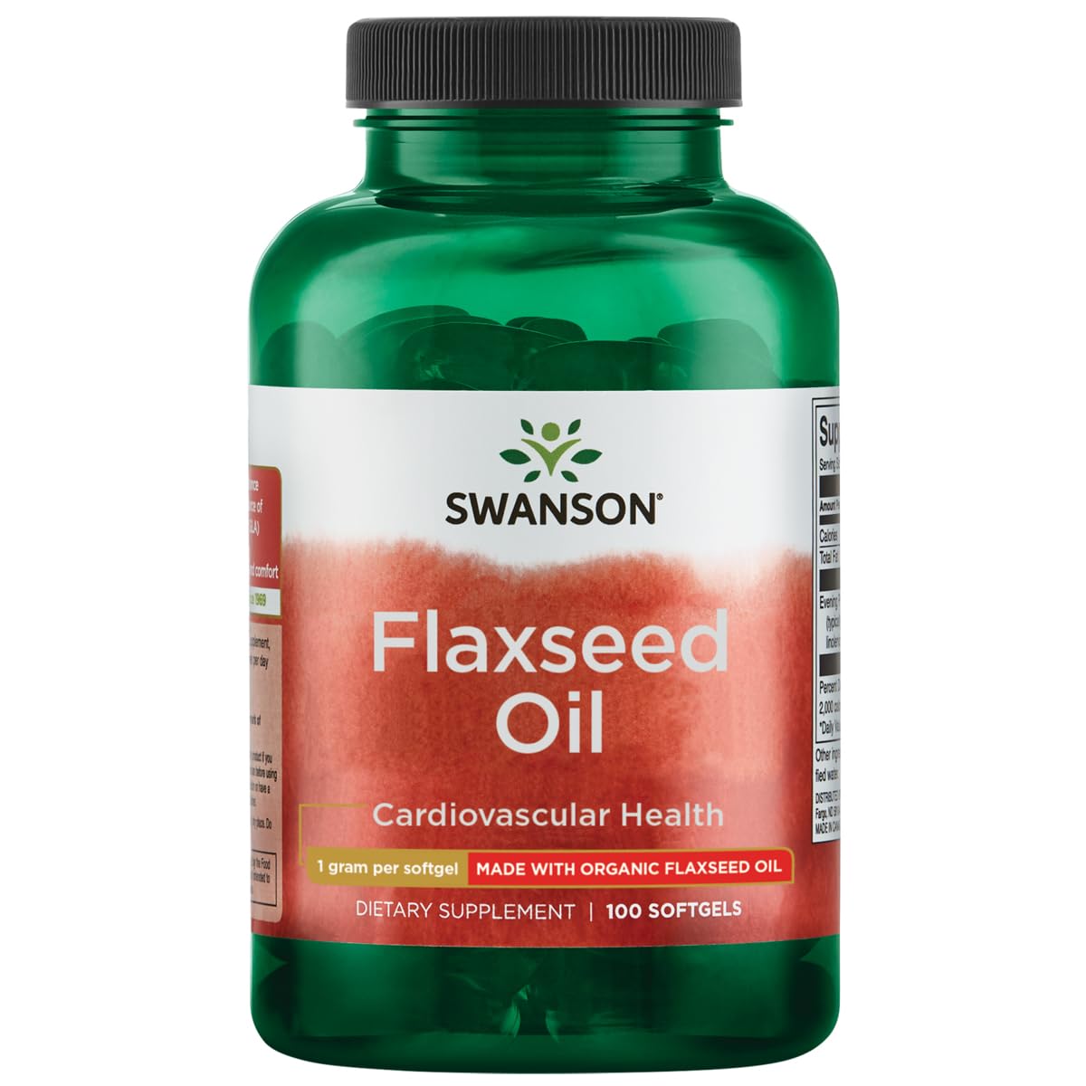 Swanson huile de lin omega-3 flacon 1000 mg pour peau saine et usage quotidien
