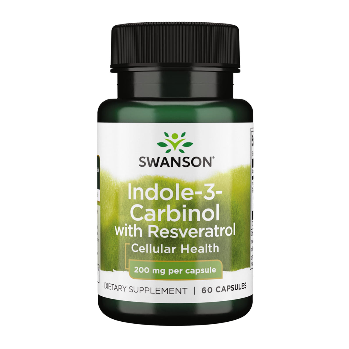 Swanson Indole-3-Carbinol et Resveratrol – bouteille prête pour le soutien cellulaire.