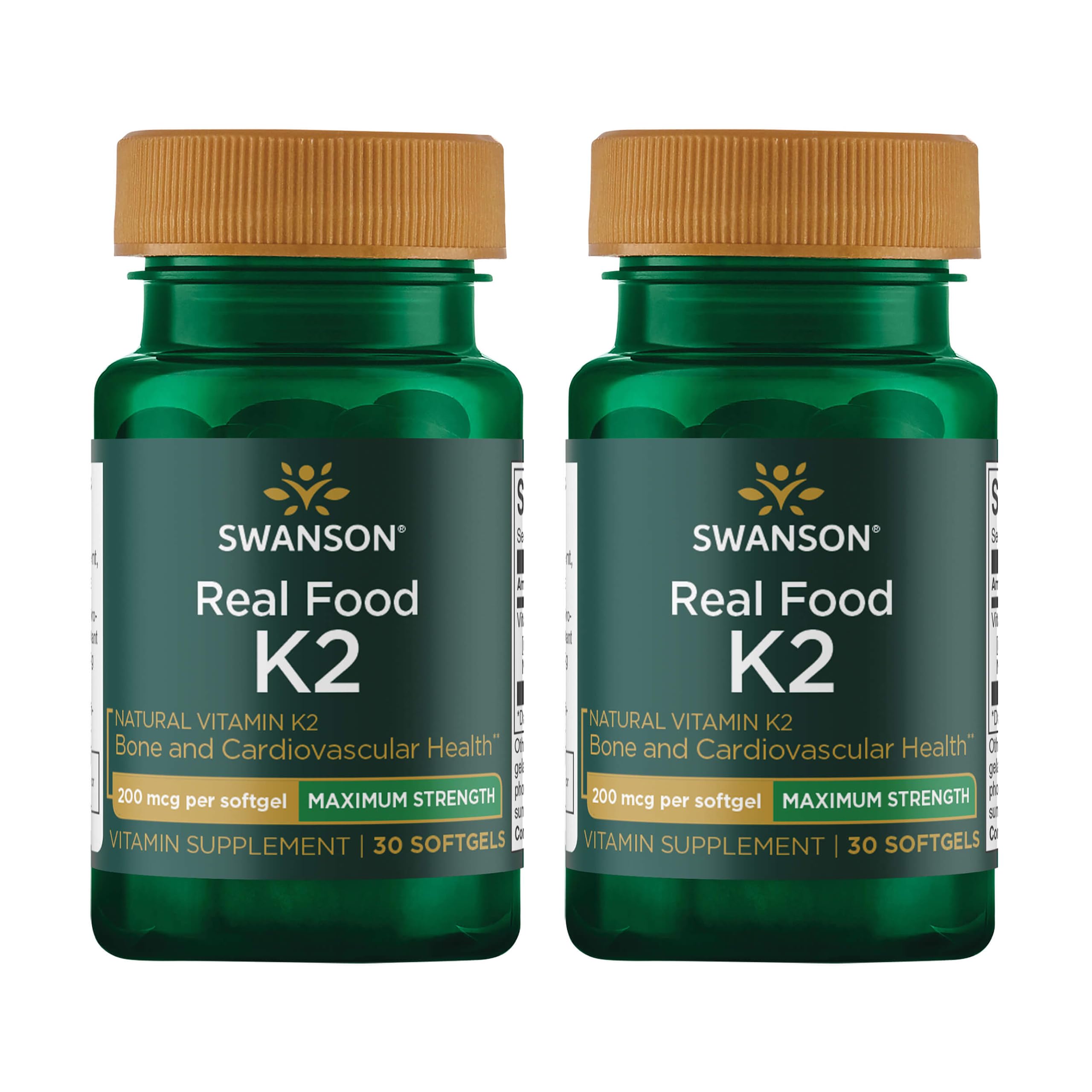 Swanson K2 Menaquinone7 - bouteille, soutien potentiel des os et du cœur.