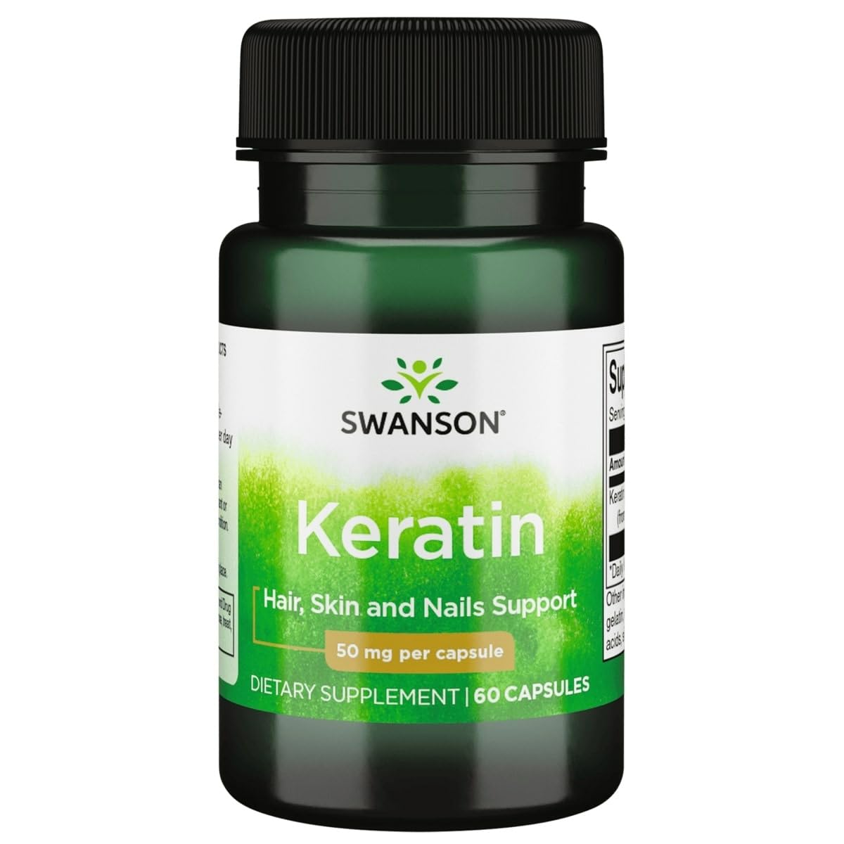 Kératine Swanson en bouteille, soutien potentiel pour articulations et cheveux.