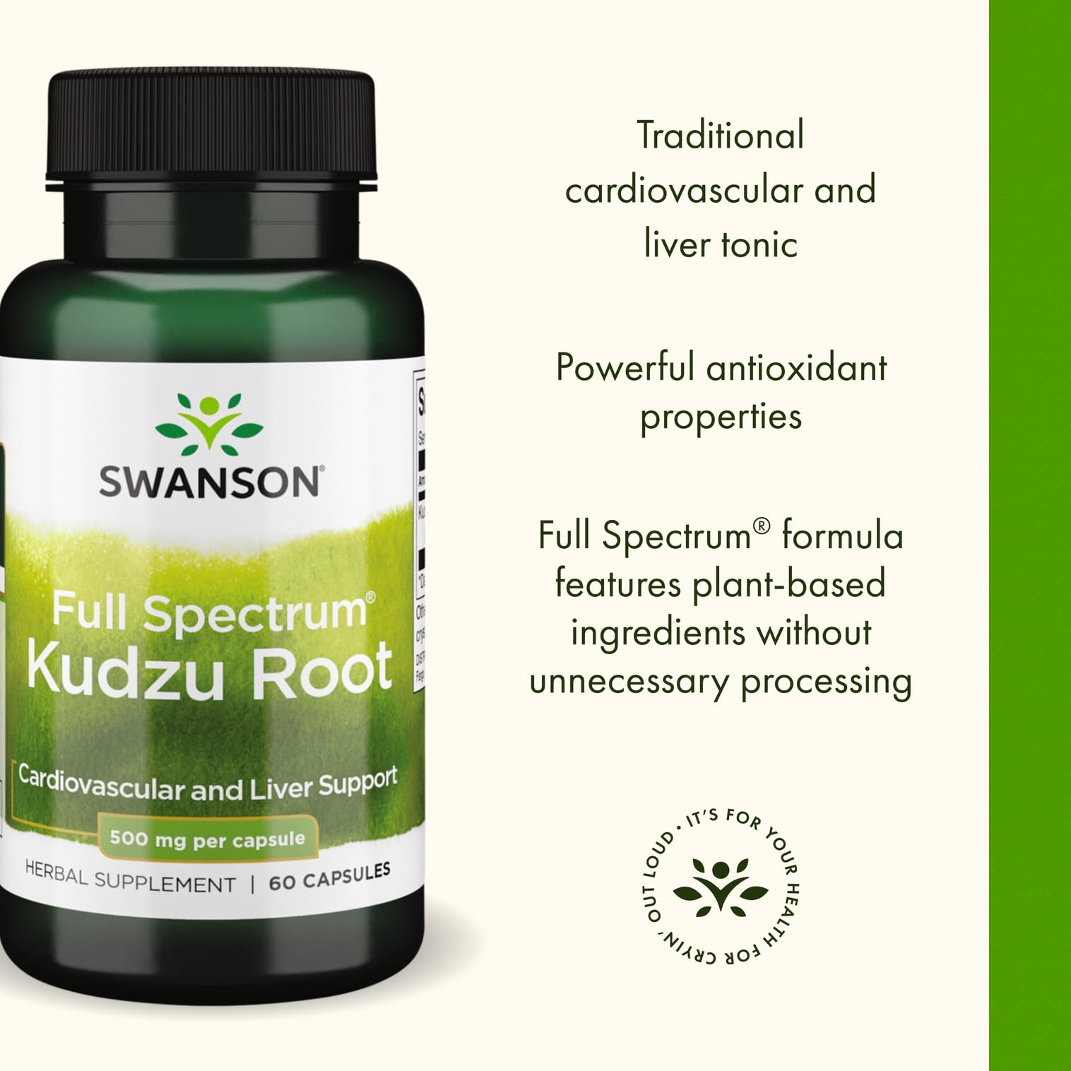 Swanson Kudzu – emballage certifié GMP et contrôle qualité indépendant.
