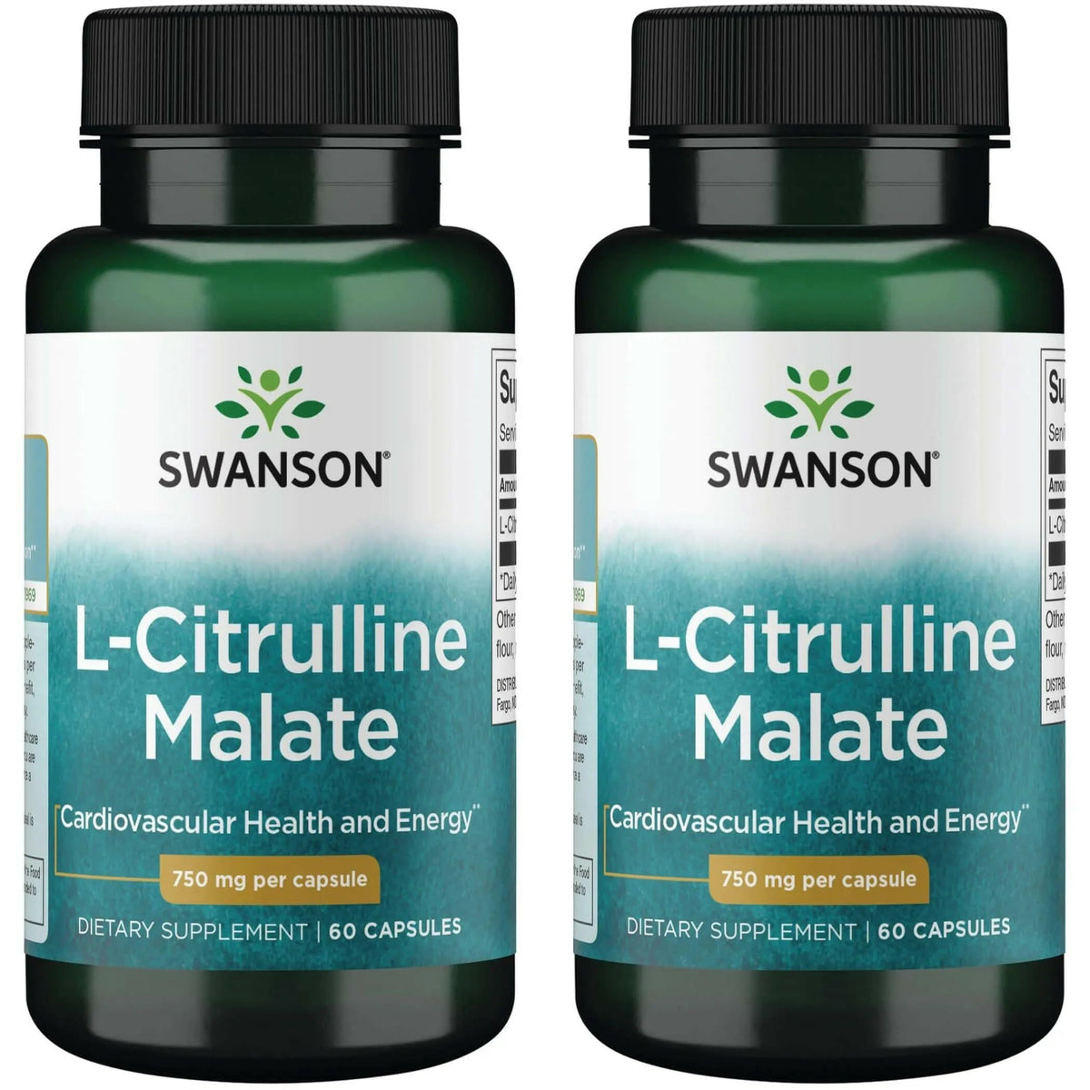 Swanson L-Citrulline Malate – bouteille de 60 capsules pour énergie durable.