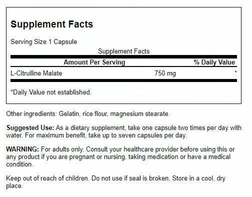Capsules Swanson L-Citrulline Malate, utilisation quotidienne et énergie naturelle.