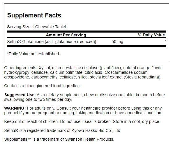 Swanson L-Glutathione Sublingual, tablettes, absorption améliorée et option végétarienne