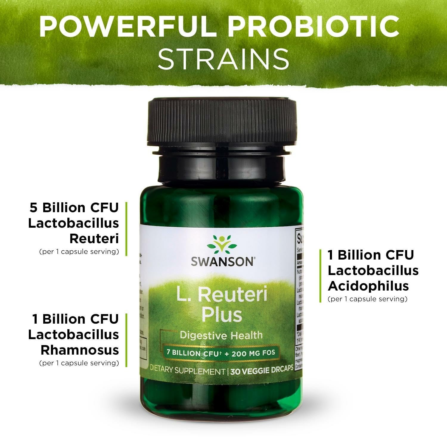 Swanson L. Reuteri Probiotic Plus — prébiotique FOS pour nourrir les probiotiques.
