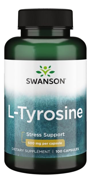 Swanson L-Tyrosine étiquette dosage, rappel d'utilisation quotidienne et mémoire potentielle.