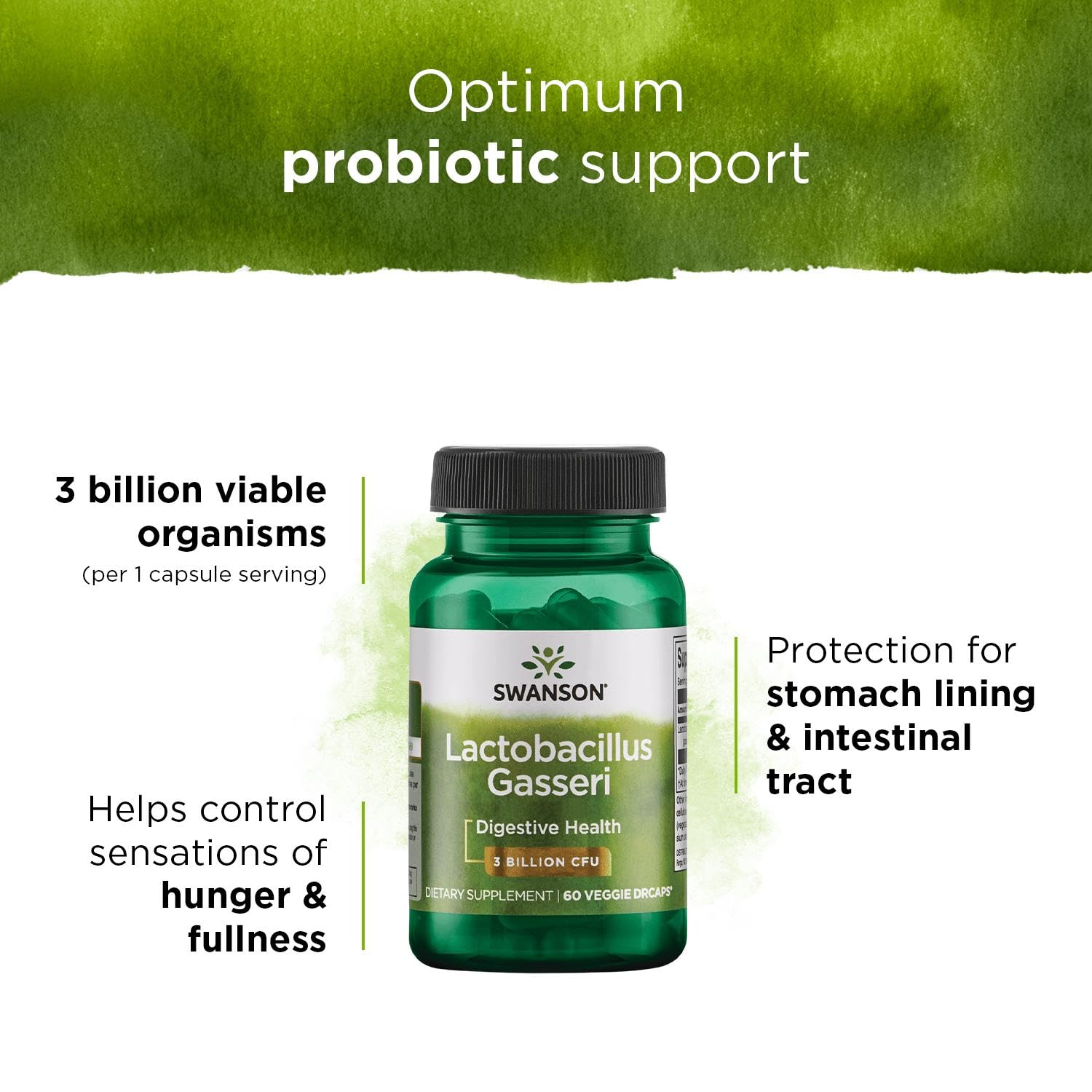 Swanson Lactobacillus Gasseri — contenu en capsules et confort digestif potentiel.