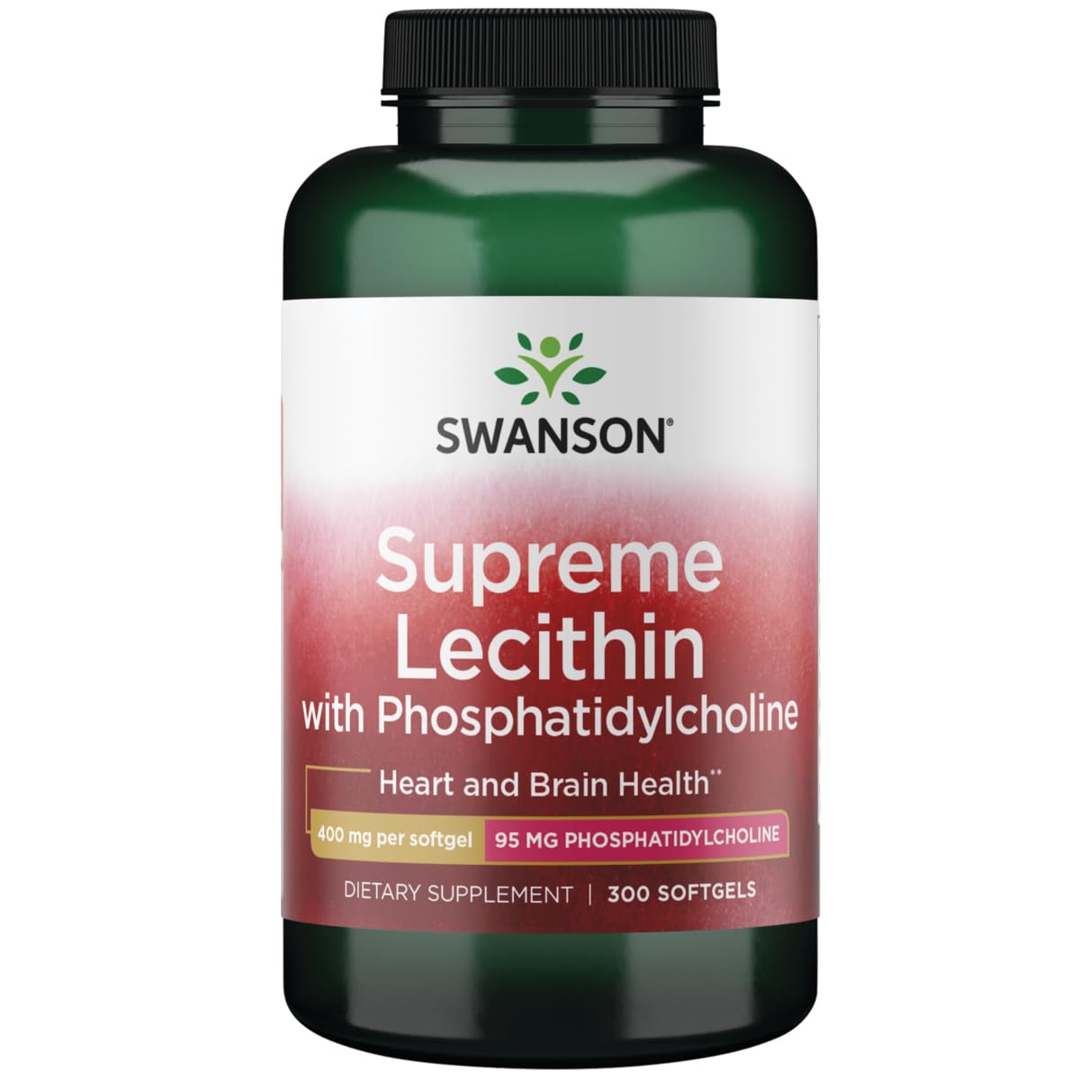Swanson Lécithine 300 Sgels — bouteille pratique pour le soutien cognitif potentiel.