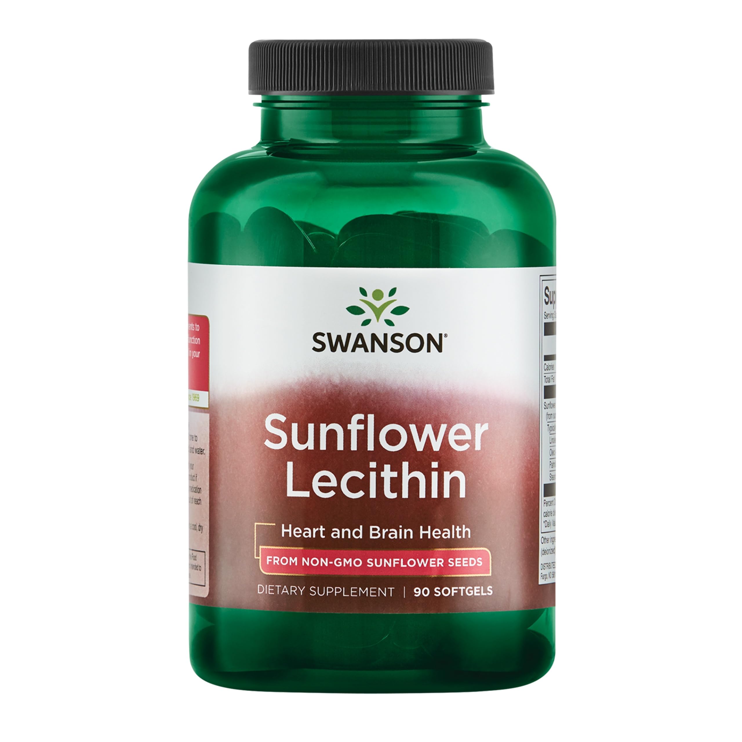 Swanson Lécithine Tournesol: bouteille, soutien cérébral naturel et énergie quotidienne.