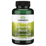 Swanson Racine de réglisse, bouteille de 100 capsules, soutien potentiel du foie et des voies respiratoires.