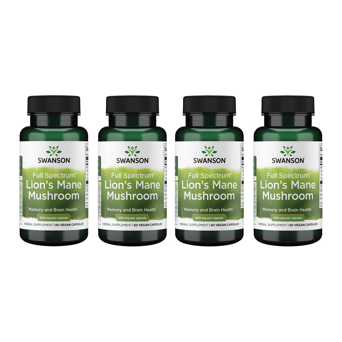 Swanson Lions Mane bouteille de 60 capsules, soutien potentiel à la concentration et mémoire.