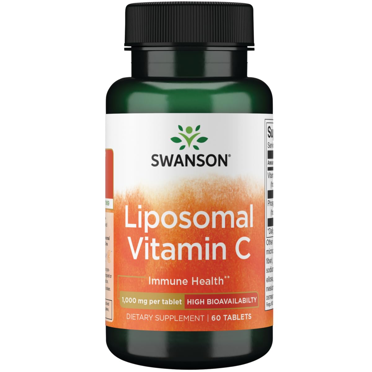 Swanson Liposomal Vitamin C, bouteille 60 comprimés, soutien potentiel à l'énergie et à l'équilibre quotidien.