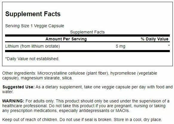 Swanson Lithium Orotate: capsules faciles à avaler pour le rituel quotidien