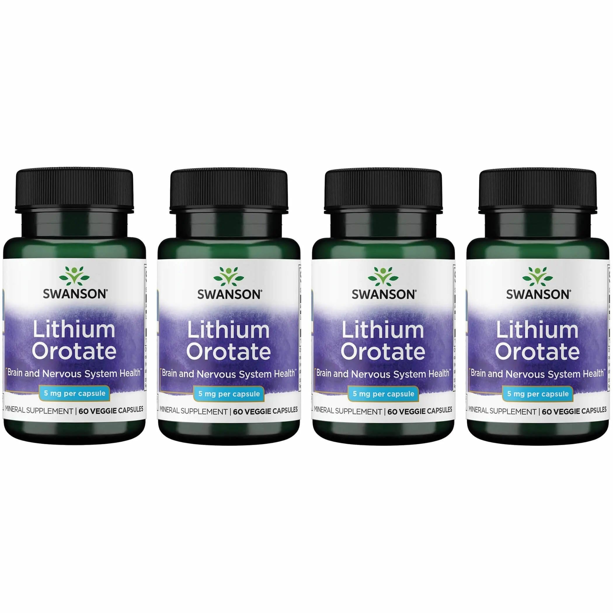 Swanson Lithium Orotate: boîte du produit, soutien potentiel à l'humeur et au bien-être.