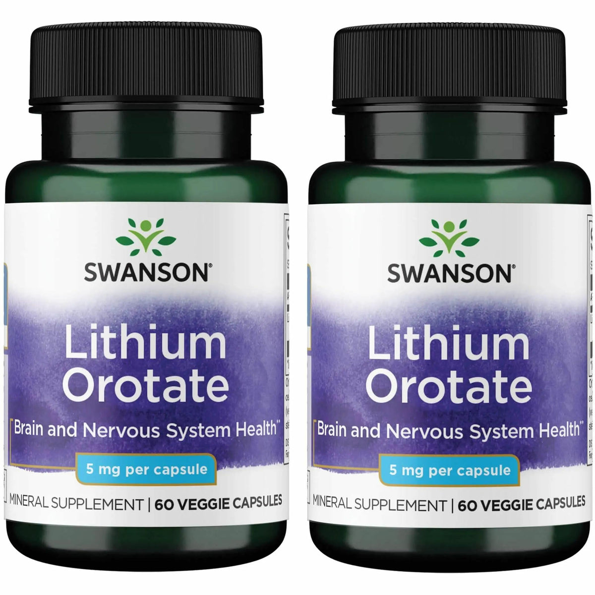 Swanson Lithium Orotate, bouteille-capsules-vegetariennes: soutien quotidien de l'humeur et du bien-être.