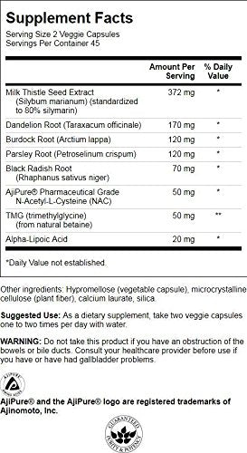 Swanson Liver Essentials – Etiquette du produit affichant ingrédients et recommandations d’utilisation.