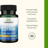 Swanson Lutein 20 mg – emballage reflète qualité et origine des ingrédients.