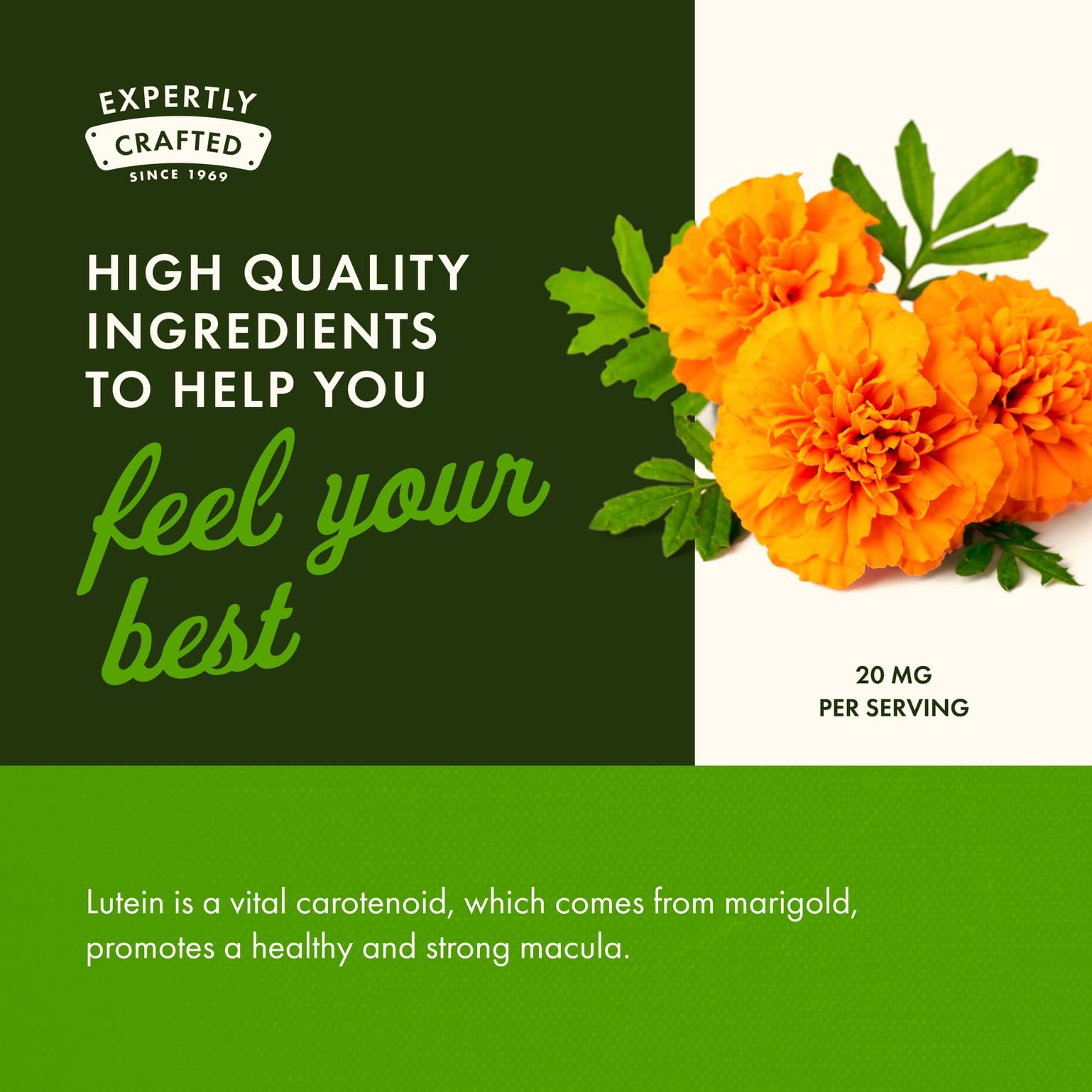 Swanson Lutein 20 mg – mise en scène quotidienne, routine santé visuelle.